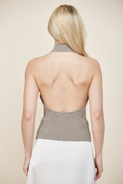 Olive Gold Sweater Halter Top