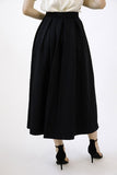 Black Monochromatic Pleated Midi Skirt