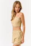 Tan Boho Embroidered Shorts