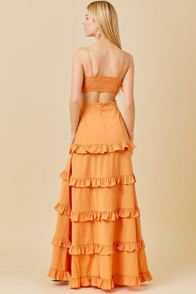 Tangerine Colored Twist Knot Maxi Dress