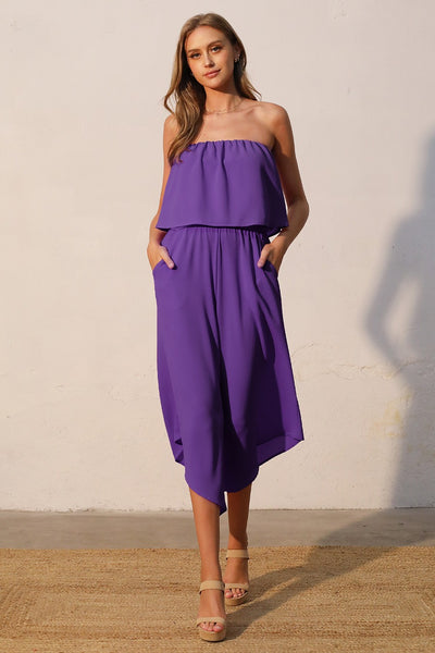 Purple Strapless Jumpsuit