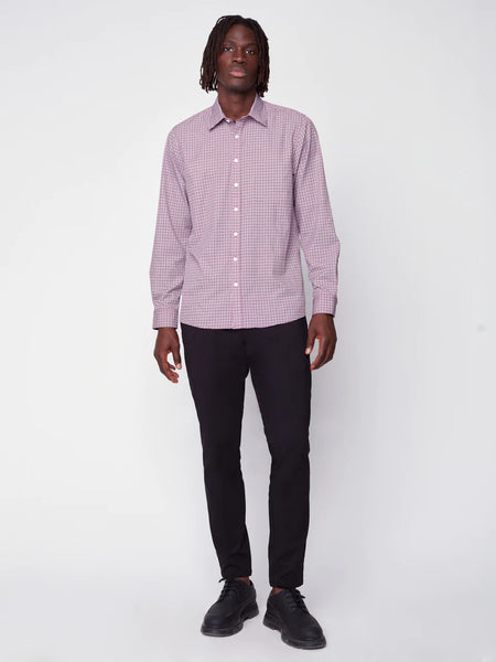 Red Colored Long Sleeve 4 Way Stretch Button Up