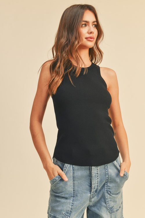 Black Colored Classic Ribbed Tank Top
