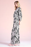 Black Tropical Slouchy One Shoulder Maxi