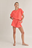 Coral Relaxed Fit Top and Shorts