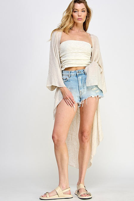 Cream Colored Faux Leather Oversized Shacket