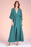 Hunter Green Crepe Kimono Dress