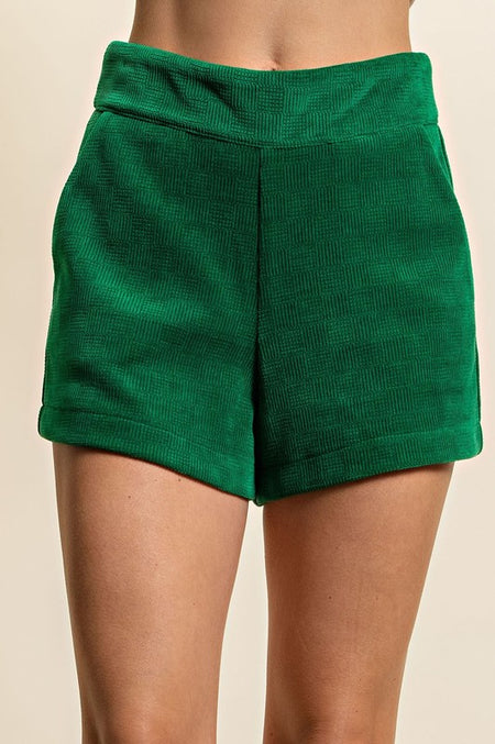 Lime Green Textured Dress Shorts