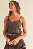 Chocolate Colored Bubble Cami top and Smocked Skirt Set