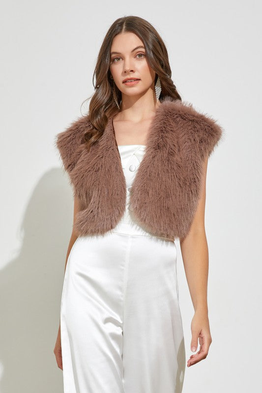 Mocha Colored Faux Fur Vest