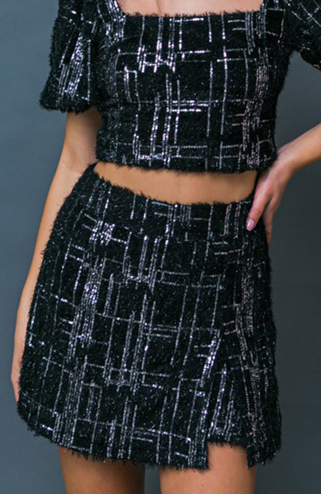 Black Colored Sequin Detailed Skirt