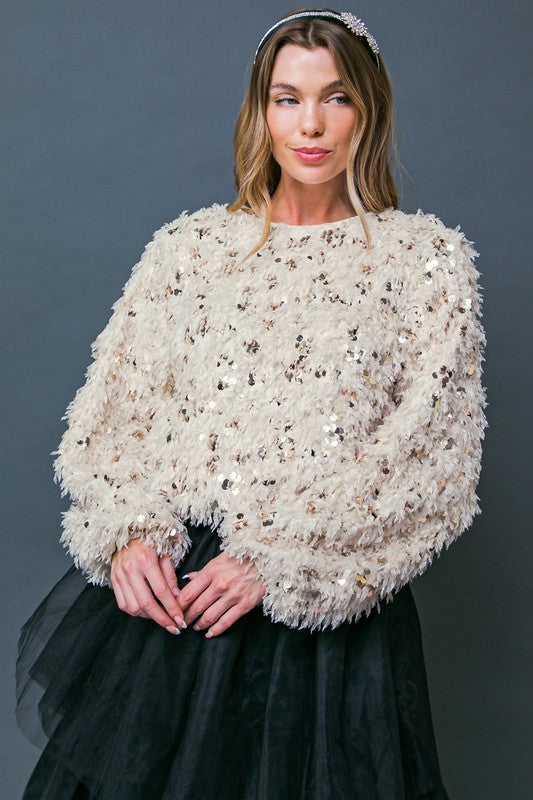 Cream Colored Chic Blouson Elegance Woven Top