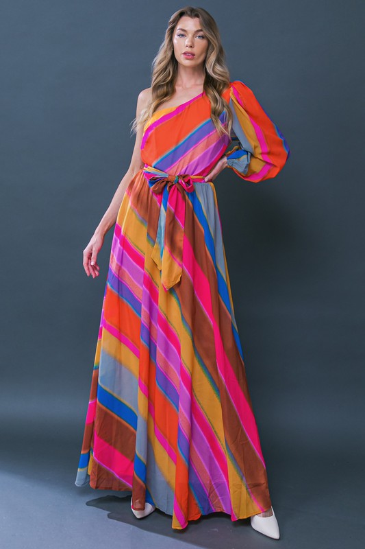 Starry Night One-Shoulder Maxi Elegance Dress