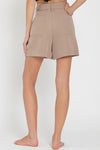 Mocha Colored High Waisted Belted Shorts