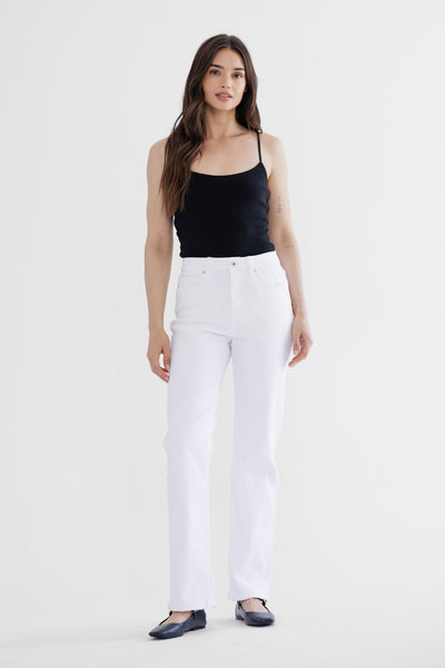 White High Rise Straight Leg Jeans