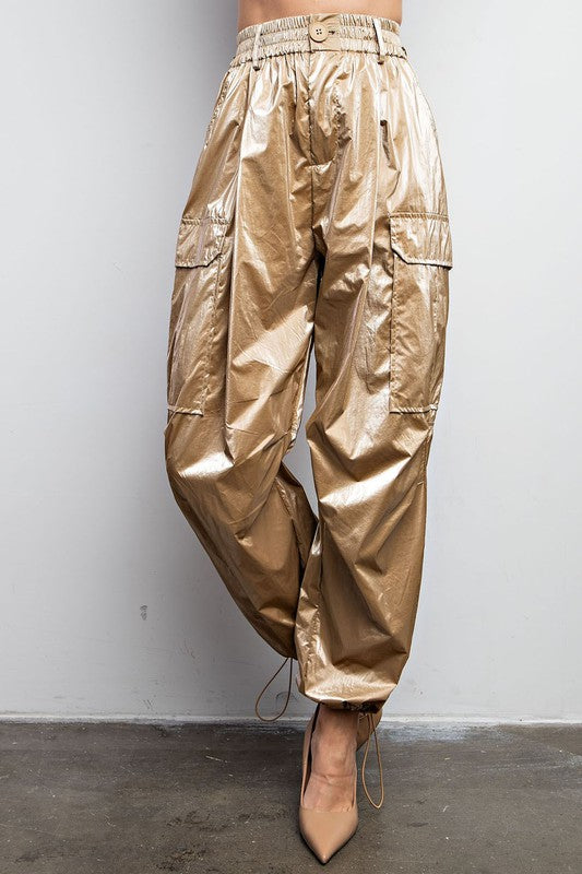 Metallic Gold Colored Cargo Pants