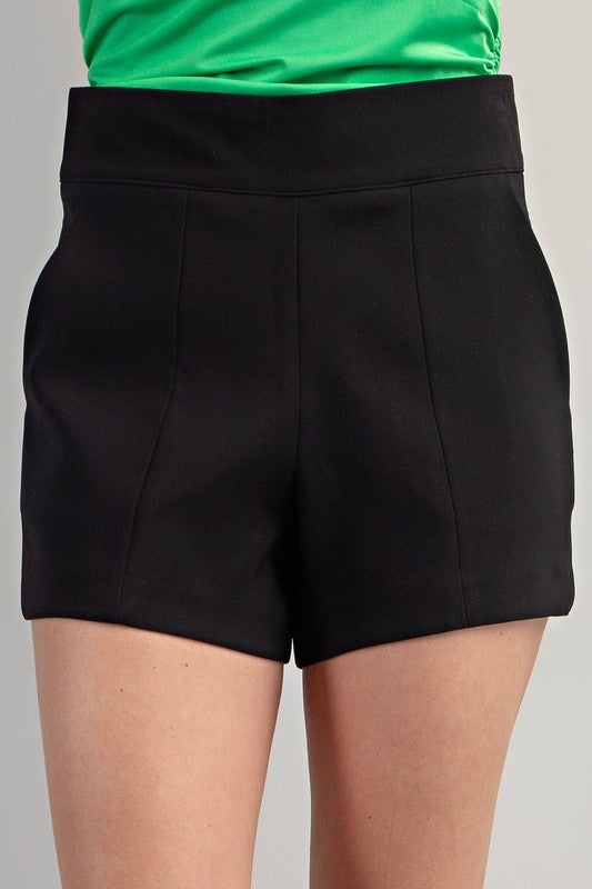 Black High Waisted Panel Shorts