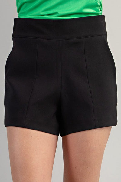 Black High Waisted Panel Shorts