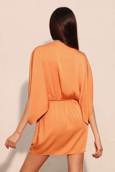Pumpkin Boat Neck Wrap Dress