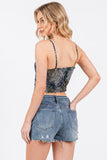 Printed Ruched Cami Crop Top