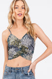 Printed Ruched Cami Crop Top