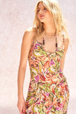 Olive Multicolor Floral Halter Maxi Dress