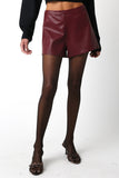Burgundy Leather Shorts