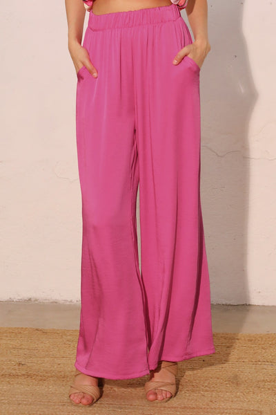 Pink Silk Pocket Pants