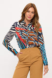 Abstract Printed Contrast Blouse