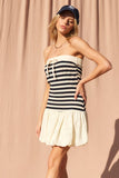 Navy and Cream Striped Lace Bubble Dress