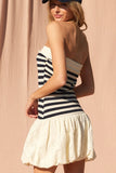 Navy and Cream Striped Lace Bubble Dress