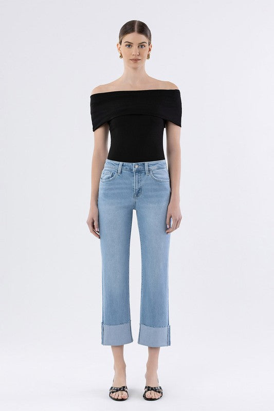 Juliet HIgh Rise Cuffed Straight Jeans