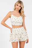Bow Print Ivory Textured Tank