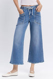 High Rise Drawstring Wide Leg Jeans