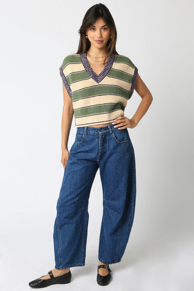 Olive Combo Sweater Top