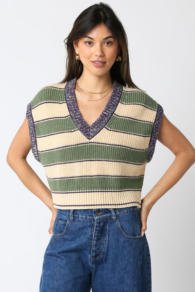 Olive Combo Sweater Top