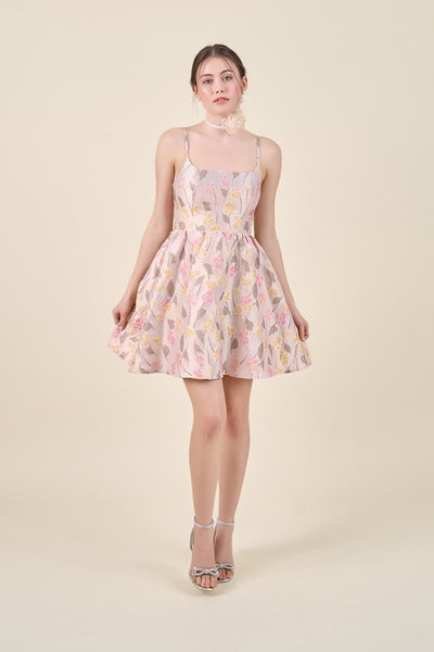 Floral Jacquard Mini Dress