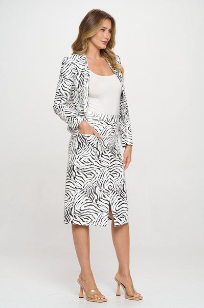 Faux Leather Zebra Print Blazer