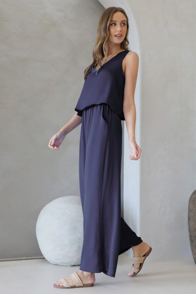 Navy Tank Layered Jumpsuit