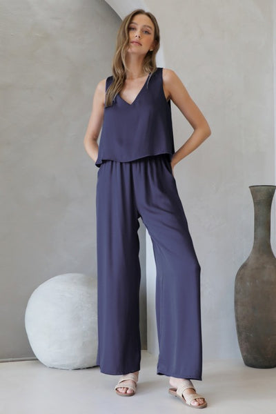 Navy Tank Layered Jumpsuit