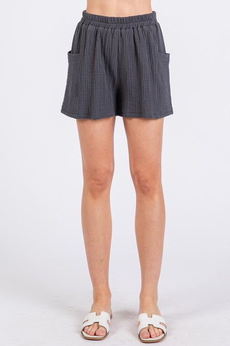 Blue Gingham Top & Shorts Set