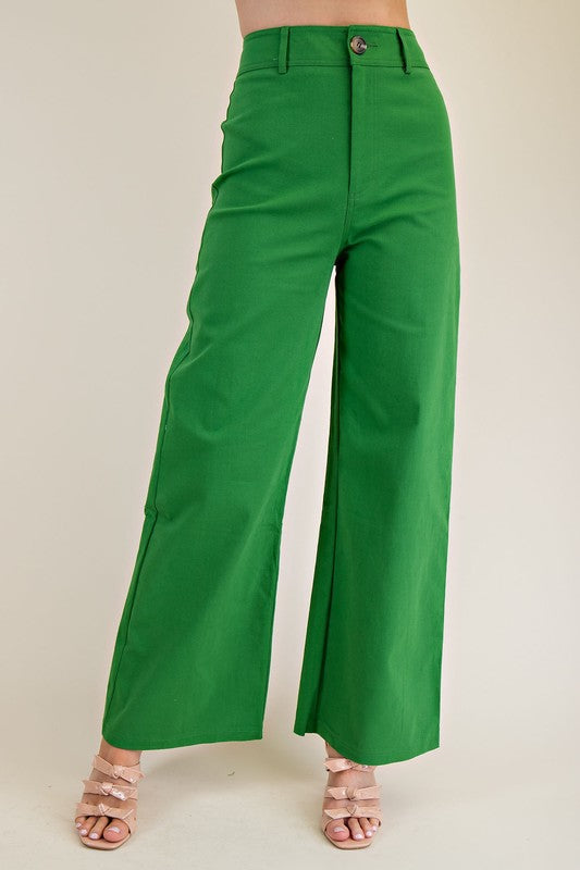 Green HIgh Waisted Straight Leg Pants