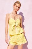 Lemon Colored Eyelet Top and Shorts Set