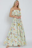 Teal Multi Floral Tube Maxi Dress