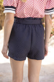 Navy High Waisted Tie Shorts