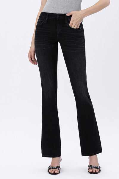 Black Mid Rise Full Length Bootcut Jeans