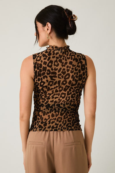 Taupe Leopard Print Mock Neck Tank