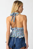 Floral Print Ruffle Halter Top
