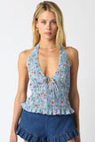 Floral Print Ruffle Halter Top
