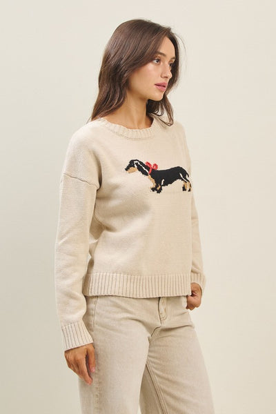 Tan Bow Dog Sweater